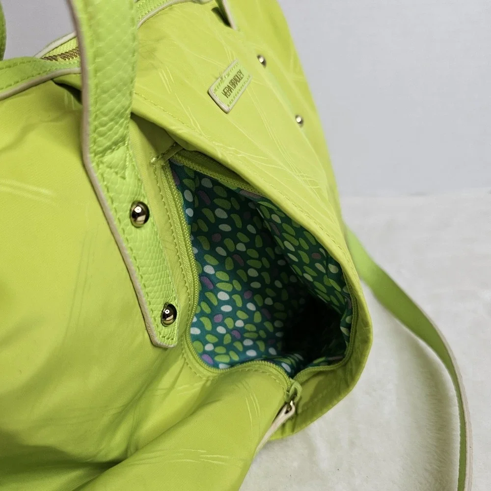 Vera Bradley MARLO Preppy LIME CITRINE GREEN Purse Nylon Satchel Crossbody 13x9